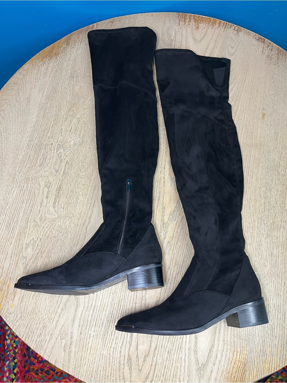 Marc Fisher Yaki OTK Over The Knee Black Faux Suede Boots Women’s Size 7.5 - Picture 8 of 9
